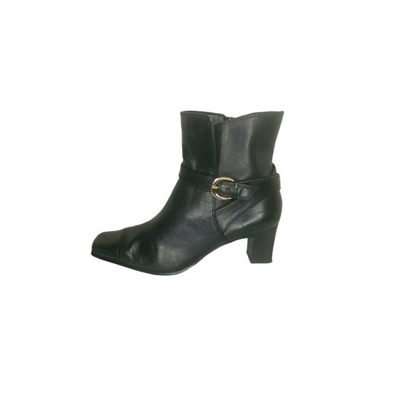 Anne Klein Womens Mamnara Black Leather Ankle Boot - Picture 5 of 8